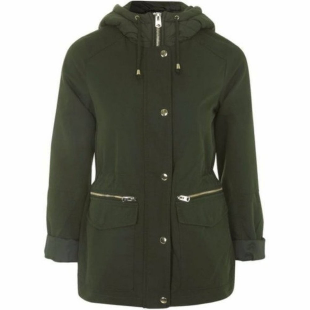 TOPSHOP Kiora Green Double Zip Jacket | Size 4P